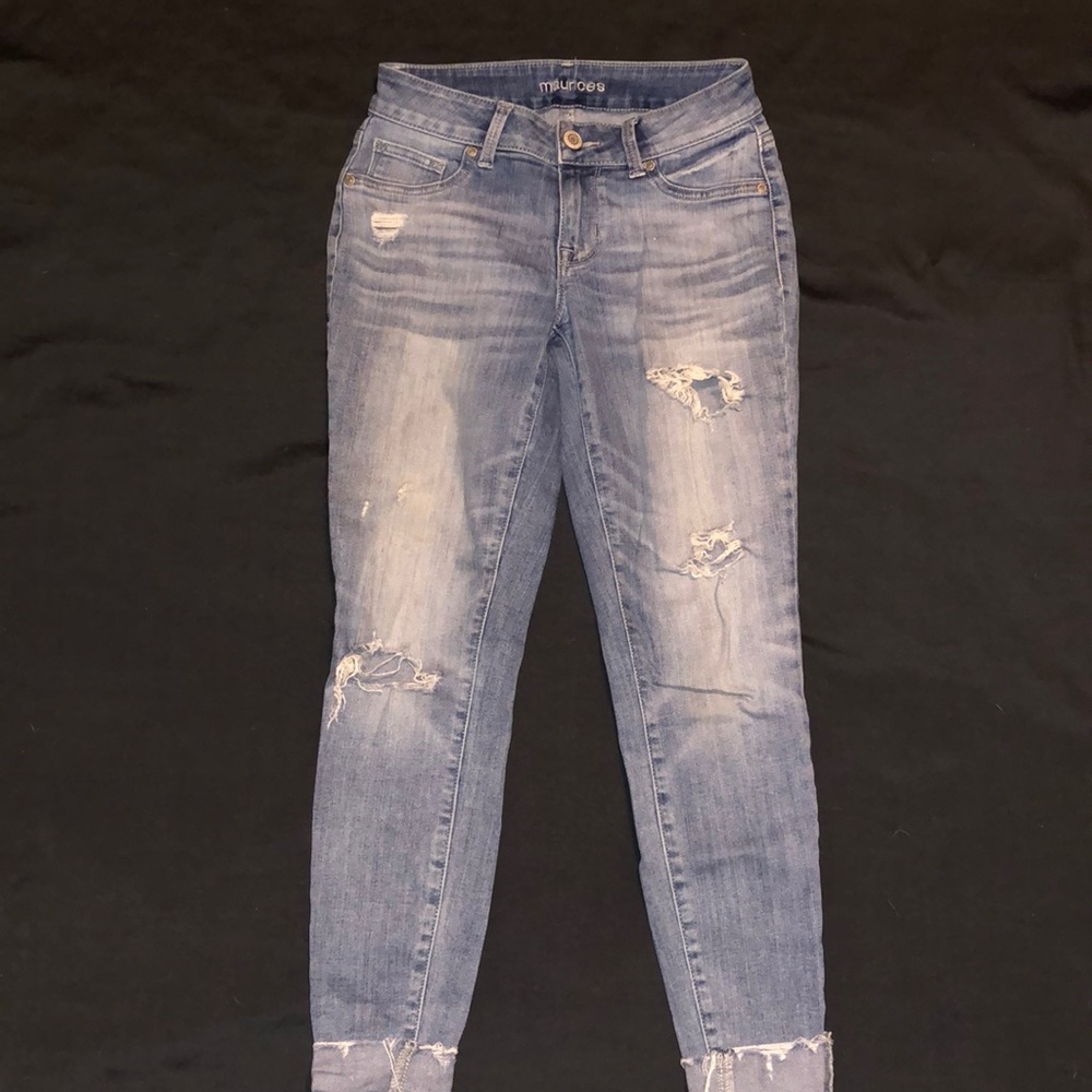 midrise ripped jeans